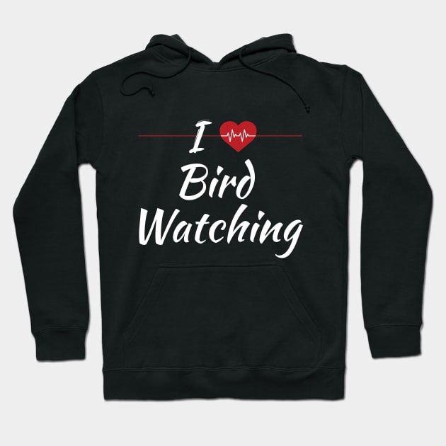 I Love Bird Watching Cute Red Heart Hoodie by SAM DLS